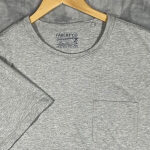 Faherty Sunwashed Pocket Tee Mens XL Heather Grey Organic Cotton Short Sleeve